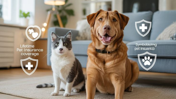 A calm dog and cat sitting together at home